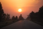 sunset on the road
