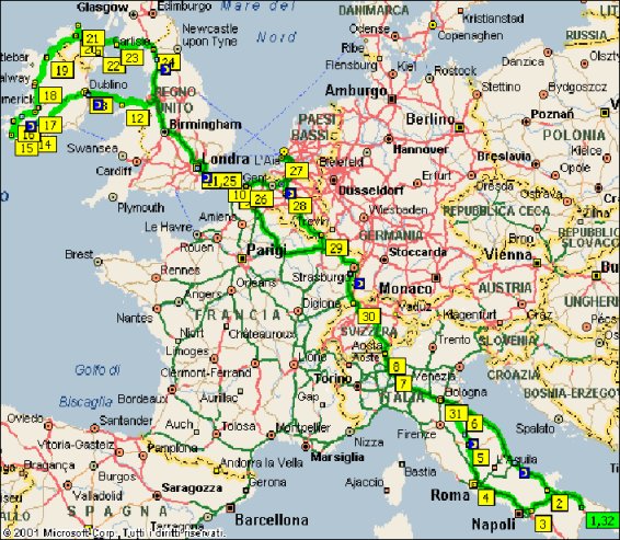 mappa del viaggio